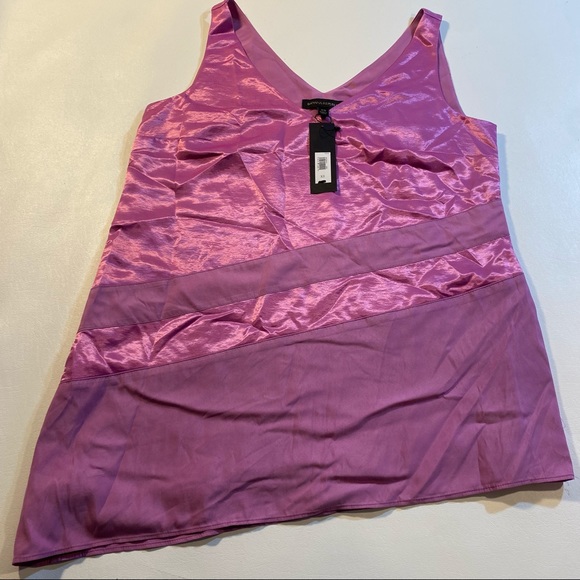 Never Worn $70 Banana Republic XS Asymmetrical Mixed Materials Orchid Sleeveless - Picture 3 of 9